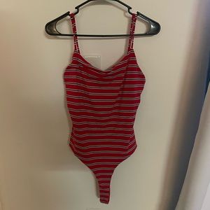 red strip bodysuit thong bottom